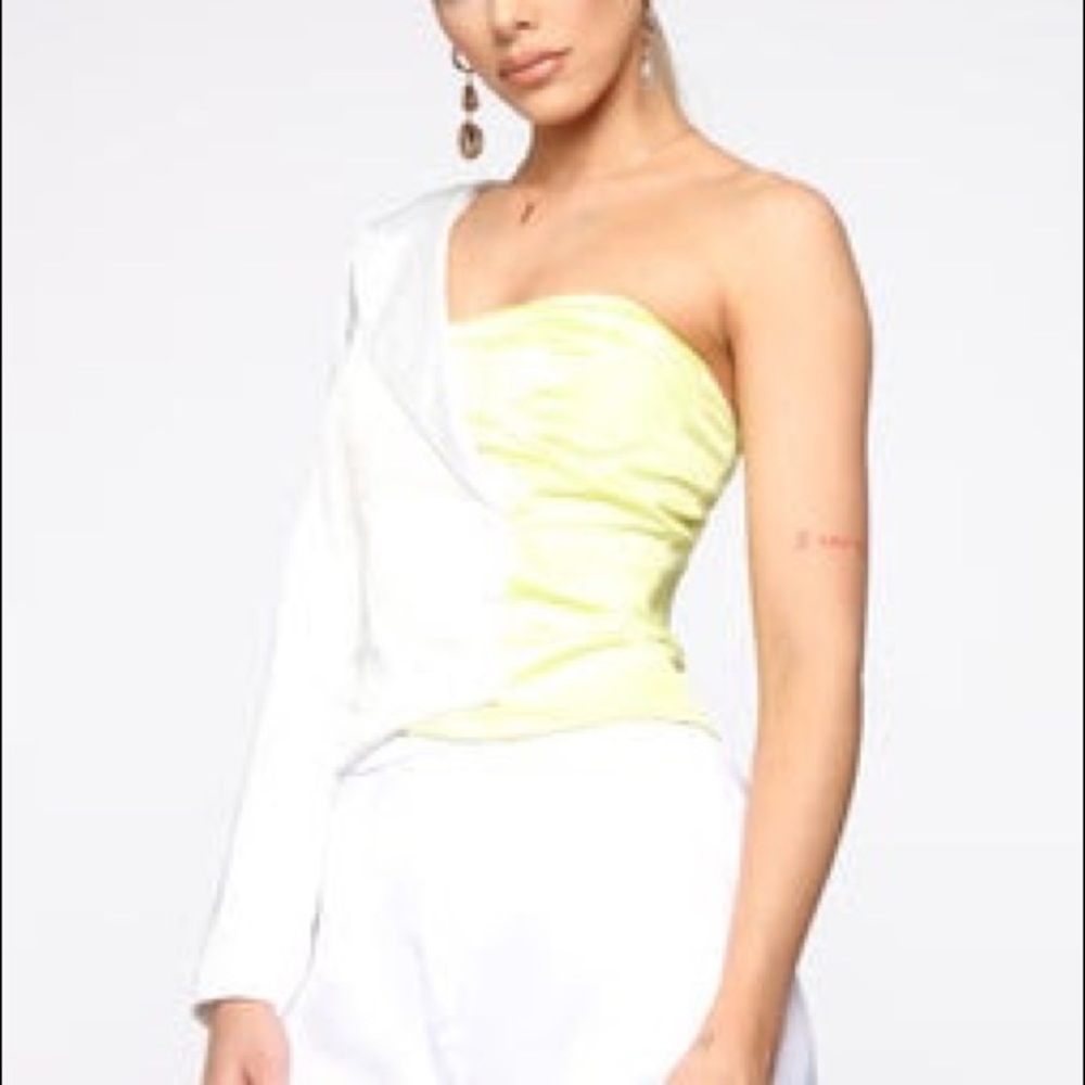 Fashion Nova Get a Little Cash Colorblock One Shoulder Top